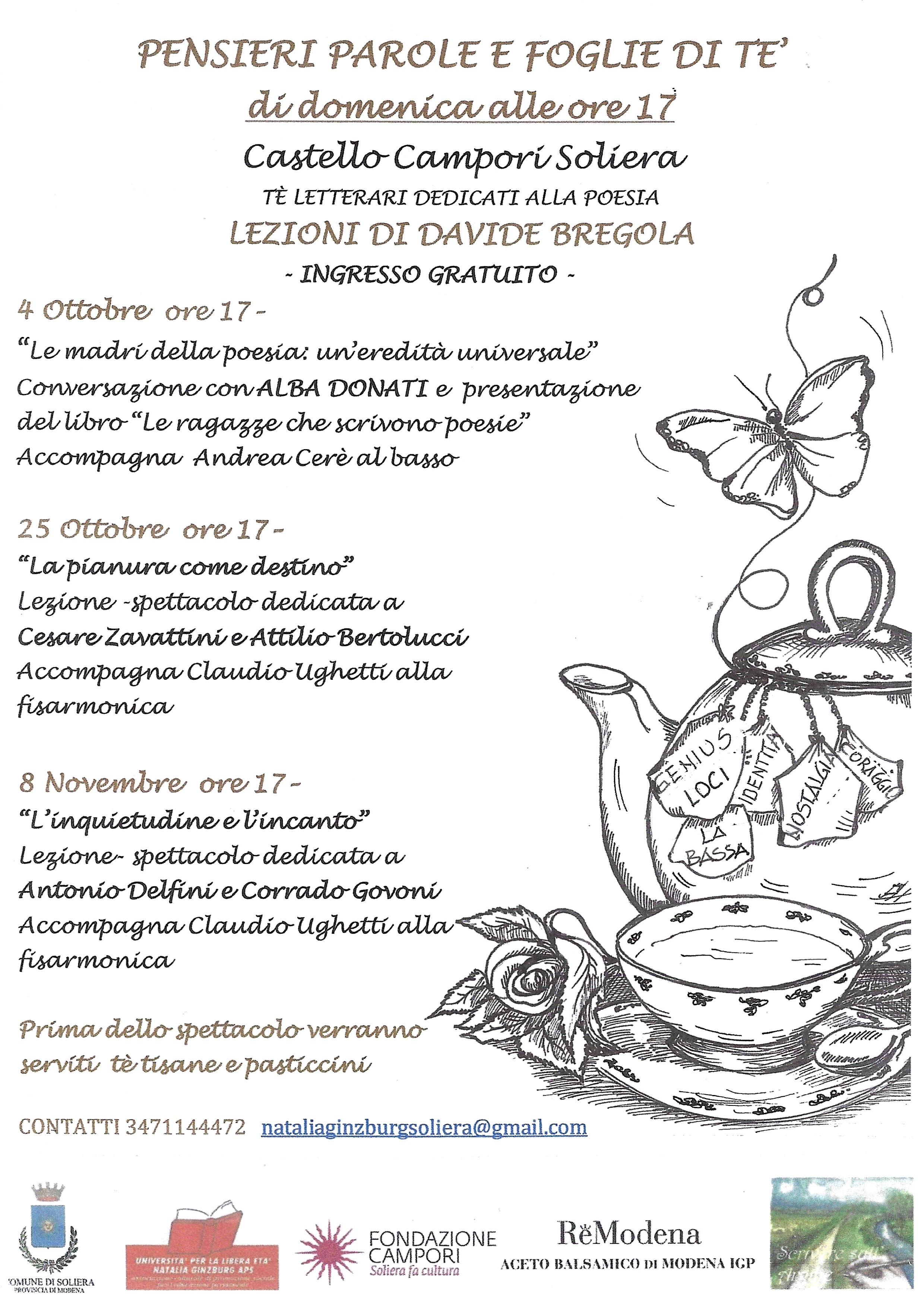Locandina del nostro storico appuntamento d'autunno: i Tè Letterari